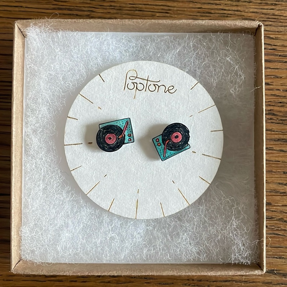 NIB Vintage Record Player Earrings
